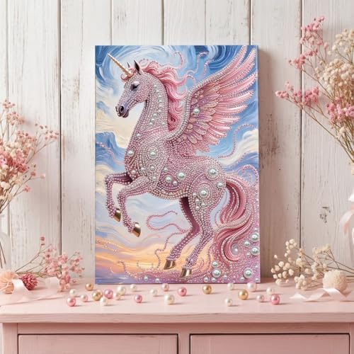 LQCrafK DIY Pearl Art Painting Handcraft Kit for Adults Beginners, Creative Design, Healing Stress-Relieving Home Wall Decoration, with Framed Painting and Tools-Pink Horse-1 - Image 2