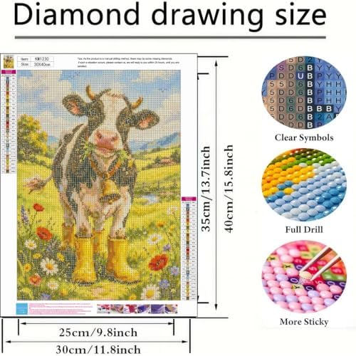 BYGFHLYW 5D Cow Diamond Painting Kit for Adults, Animal Diamond Art Kits - Image 5