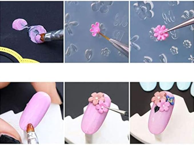 A FEI Silicone Mold 36Pcs Mini Nail Art Silicone Mold Leaves Flower Animals Template Resin Molds Kit