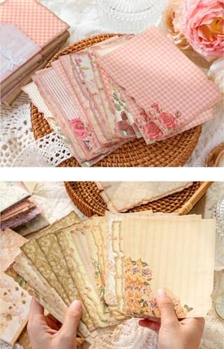 315 Sheets Vintage Scrapbook Supplies Paper Pack with Floral PET Stickers - Image 6