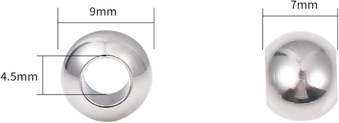Stainless Steel Spacer Beads 9x7mm Round Loose Charm Caps Beads for DIY Jewelry Making 20pcs with 4.5mm Hole