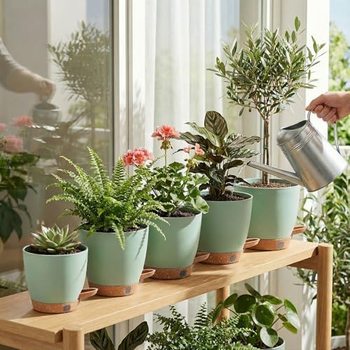 5-Pack Self Watering Pots for Ourdoor/ Indoor Plants 10/9/8/7/6.5 Inch - Image 6