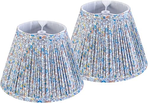 GO&SO Small Pleated Lamp Shades Set of 2,5"×9"×6.4" Bell Shade Boho Floral by GOSO
