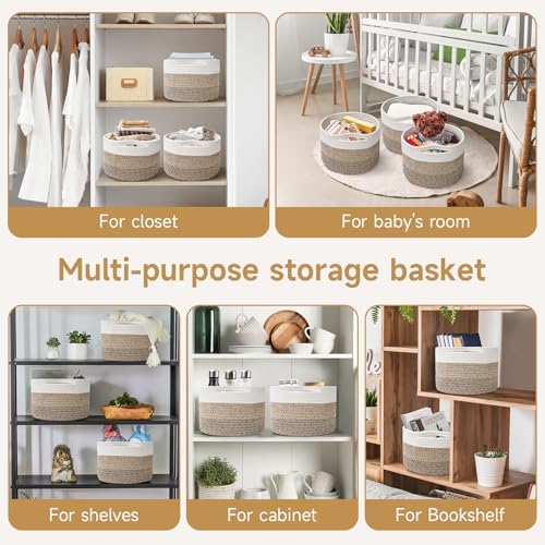 3 Pack Small Rope Storage Baskets, 9.82×9.82×7.1", Mixed Brown - Image 4