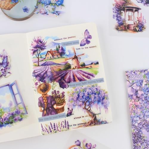30 Sheets Precut Purple Garden Landscape Stickers Book for Junk Journal Supplies, Transparent PET Stickers for Journaling, Scrapbooking, Bujo, Collage, Card Making - Image 4