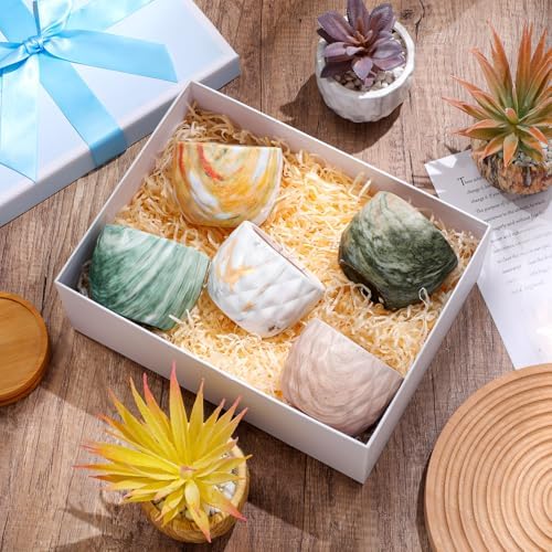 Ziliny Marbling Ceramic Flower Pot 3.35 Inch Succulent Small Plant Cactus Herbs Planter Ceramic Pot with Drainage Hole Matte Round Container(12 Pcs,Simple Style) - Image 6