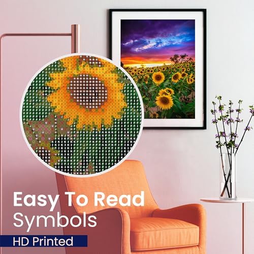 Sunflower Diamond Art Kits for Adults Sunset Landscape 5D Round Drill 12x16 - Image 6