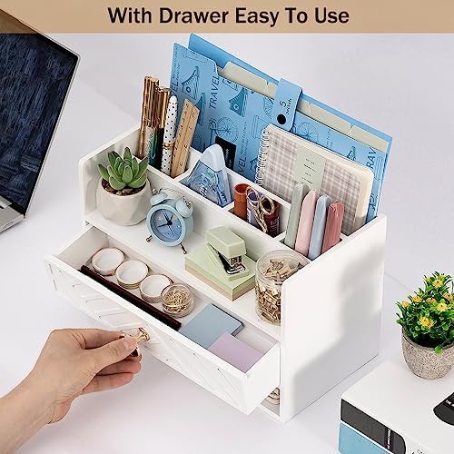 Desk Organizer with Drawer, Countertop Bill Mail Organizer and File Storage - Image 3