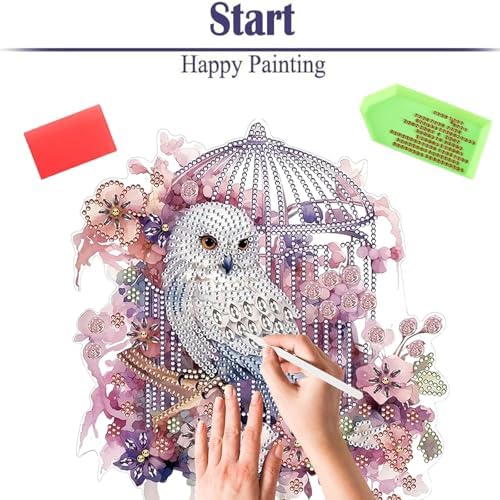 Diamond Painting Kits for Adults Beginners, 5D Full Drill Owl Crystal Art Desktop Ornament, DIY Single Sided Home Office Desk Decor, Creative Craft Gift Set with Tools - Image 6