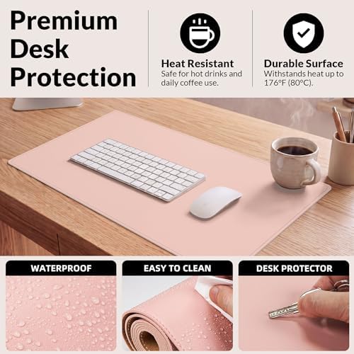 AFIING Cork Desk Mat, 31.5" x 17", Pink,Desk pad Protector - Image 6