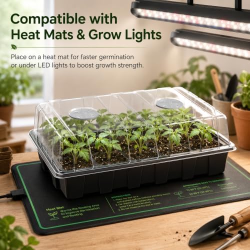 Gardzen 5 Pack Seed Starter Trays with Vented Domes 75 Cell Black - Image 6