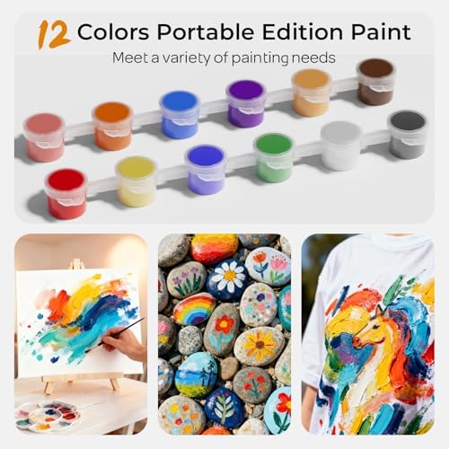 Nicpro 10 Pack Mini Acrylic Paint Set,12 Colors Acrylic Paints Strips - Image 3