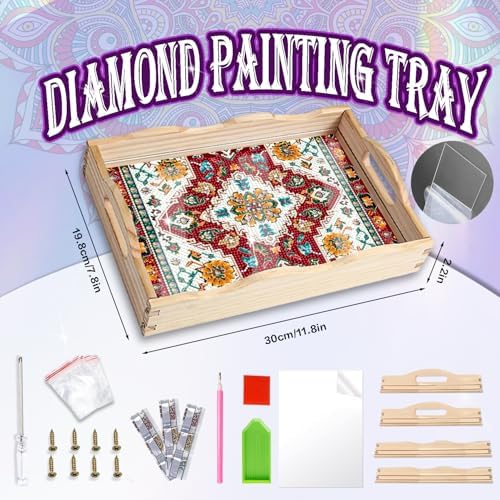 EWJRNSF Bohemia A Diamond Art Tray with Handles Gift Home Decor 7.8×11.8 in - Image 2