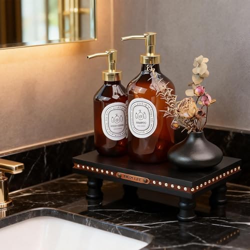 Bathroom Tray Pedestal Stand, Waterproof Wood Riser for Bathroom Counter - Image 6