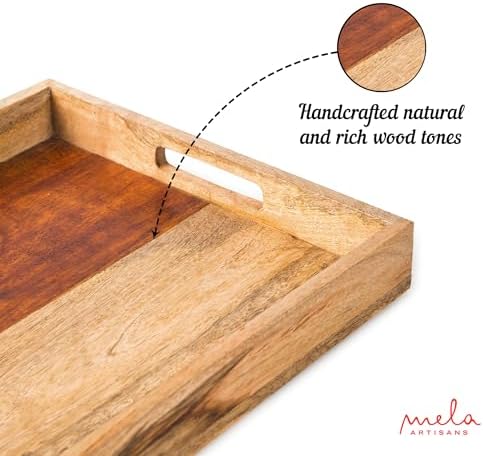 Mela Artisans Rectangular Mango Wood Serving Tray - Natural, 15x10 in - Image 6
