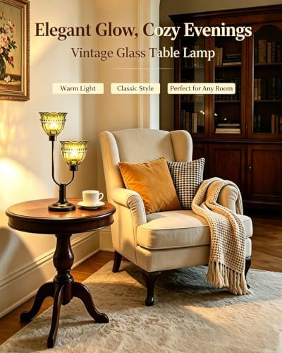 Lightdot Mid Century Modern Table Lamp Dimmable Vintage Green Glass Lamp - Image 2