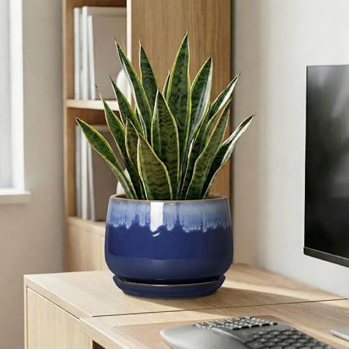 Ceramic Pots for Plants, 9 Inch Indoor Planter, Deep Blue - Image 7