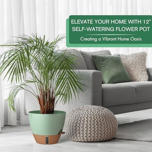 8/10/12 Inch Self Watering Pots for Indoor/Outdoor Plants with Drainage - Image 2
