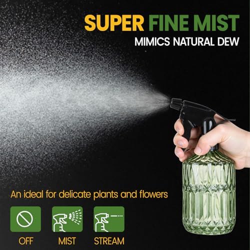 Glass Plant Mister Bottle - 13.5 oz Refillable Leak Proof Water Spray Bottle for Indoor Plants, Spring Gardening,Cleaning, Hair, Pets Care with Adjustable Mist Nozzle (Green) - Image 3