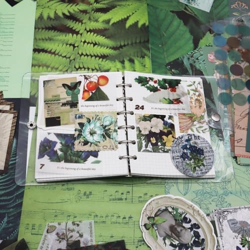 ATIRAMANIYA 346pcs Journal Supplies Kit Vintage Scrapbook Stickers Art Journaling Bullet Junk Journal Planners DIY Decoration Paper Stickers Craft Kits Notebook Collage Album (Green Butterfly Book) - Image 4