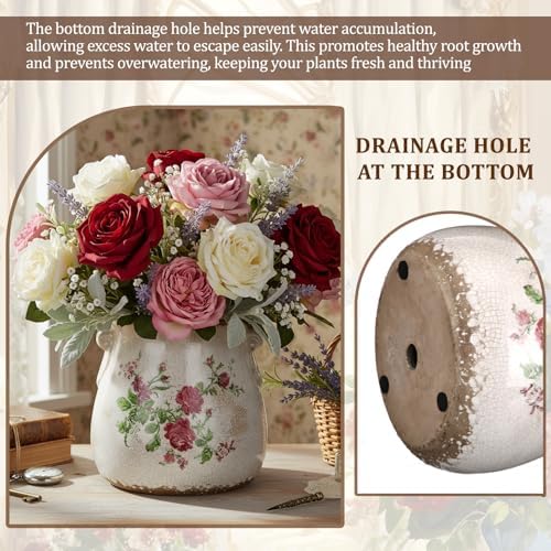 Ceramic Scroll Planter 6.5 Inch, Pink Green - Image 5