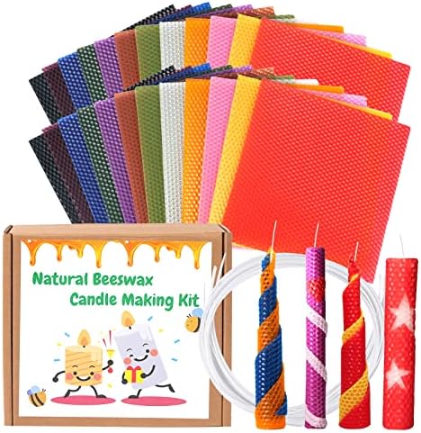 Nafziger 24 Pack 8x8 Inch Beeswax Sheets for Candle Making Kit Starter, Kids & Adults DIY Craft Gift by NafzigerLLC