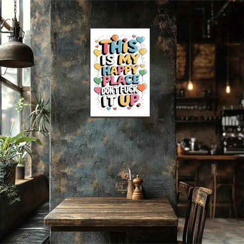 Vintage Happy Place Metal Sign,Retro Funny Home Tin Sign,Wall Aesthetics for Bar Pub Club Cafe Living Room Kitchen Restaurant Shop Office,8x12 Inches (Happy Place-10) - Image 3