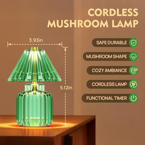 Small Battery Operated Lamp with Timer, Jelly Green - Image 2