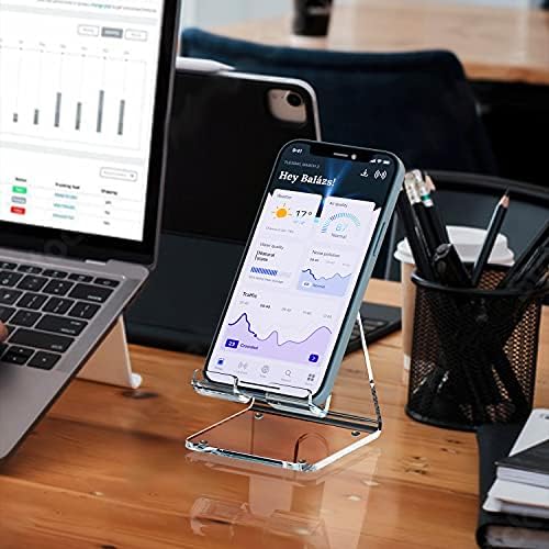 Crpich Acrylic Cell Phone Stand, Portable Phone Holder, Clear Phone Stand for Desk, Compatible with Phone16 15 14 13 Pro Max Mini 12 11 SE, Switch, Android Smartphone, Pad, Tablet, Desk Accessories - Image 6
