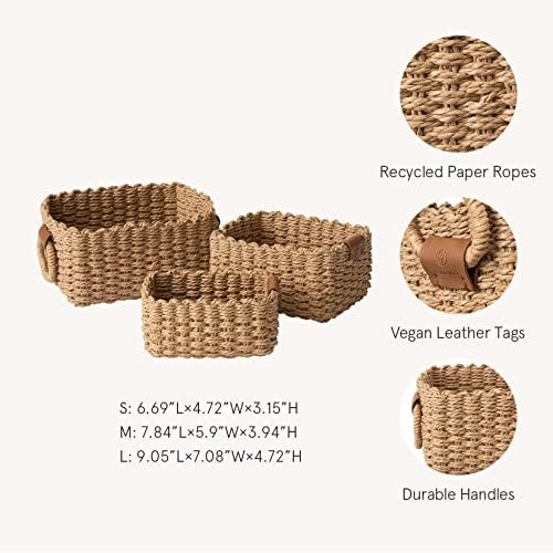 LA JOLIE MUSE Small Wicker Baskets for Organizing, Desert 3 Pack - Image 2