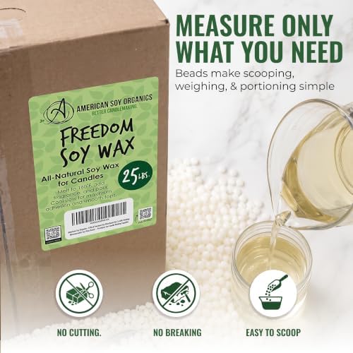 American Soy Organics Freedom Soy Wax Beads, All-Natural Candle Wax, 25 lbs - Image 3