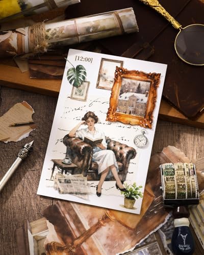 Aesthetic Scrapbooking Stickers Supplies for Junk Journal, 30 Sheets 500+ Vintage Washi Stickers for Journaling and 20 A5 Scrapbook Papers, Pre-Cut Ephemera Sticker Book for Adults DIY Crafts - Image 6