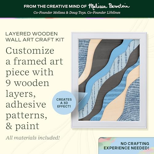 Lifelines FlowCrafts, Layered Wooden Wall Art - Framed Art Piece with 9 Layers, 5 Paint Colors, 9 Adhesive Patterns & Picture Frame - Sensory Arts & Crafts Kit for Teens & Adults - DIY Wall Décor - Image 2