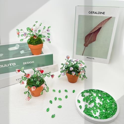 Juan's Moment Green Glass Beaded Plant Kit, Bead Craft Kit to Make Beading Flower Leaf Plants Window Suncatcher DIY Desk Decor with Pots Tools and Video Tutorial for Adults & Teens Creative Gift - Image 5