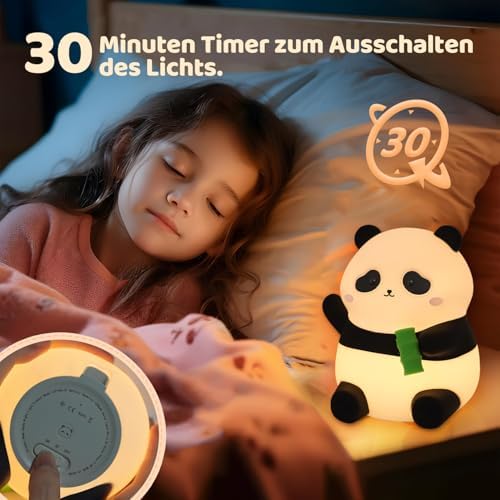 Rytinazzz Silicone Night Light for Kids, 50H Long Battery Panda Lamp, Gift for Kids, Soft Dimmable Bedside Light, Rechargeable Tap Control - Image 4