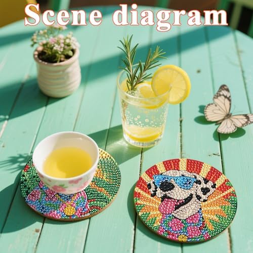 DOTSOPS 8 Pcs Dog Diamond Painting Coasters for Beginners with Holder 4 in - Image 5
