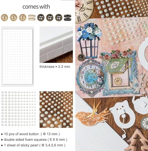 Mayplous 2-Pack Vintage Scrapbook Sticker Set – Sewing Themed Die-Cut Decal & Journal Stickers with Cord, Bowknot & Button for Junk Journals, Handicrafts & Decoupage (Michelle) - Image 3