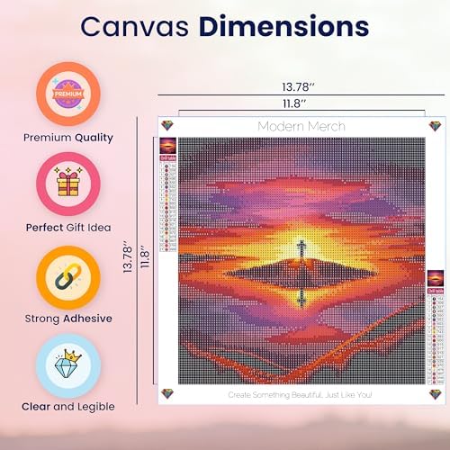Jesus Diamond Art Kit Sunset Cross 5D Full Round Drill DIY Wall Decor 12x16 - Image 3