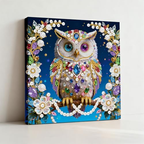 Xylzzuit Pearl Painting Kit with Frame All Inclusive 9.84x9.84IN DIY Gemstone Diamond Art Craft Supplies for Adults Beginners Craft Lovers Living Room Wall Desktop Decor Gift (Owl) - Image 6