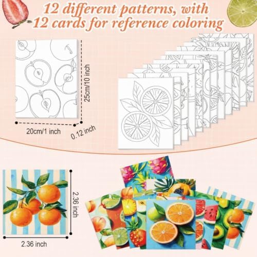 Engrowtic 12 Pcs 8 x 10'' Fruit Pre Drawn Canvas to Paint Pre Printed Sketched Canvas for Adult Ladies Paint Art Party Favor Board Set for Craft (Fruit Style) - Image 3