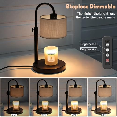 FINCMY Candle Warmer Lamp with Timer, Adjustable Height Candle Wax Warmer Candle Lamp Warmer for Jar Candles, Home Decor House Warming Gifts Compatible with Various Candles (Gray) - Image 3