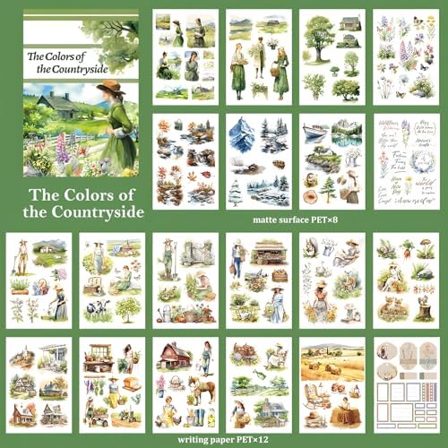Snycler Sticker Book for Journal 20 Sheets Vintage PET Washi Stickers-8 - Image 6