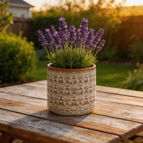Ceramic Planter Ceramic Plant Pot, 5.3 Inch Small Planter with Unique Glaze, Home Decor Indoor Outdoor Flower Pot for Succulents Cactus Herbs, Living Room Office Decoration Farmhouse No drainage hole - Image 6