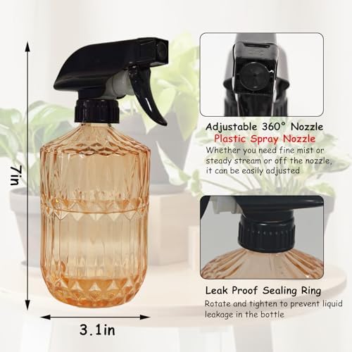 YYTSGG Glass Handheld Spray Bottle, 15oz, Orange, Adjustable Mist Nozzle - Image 2