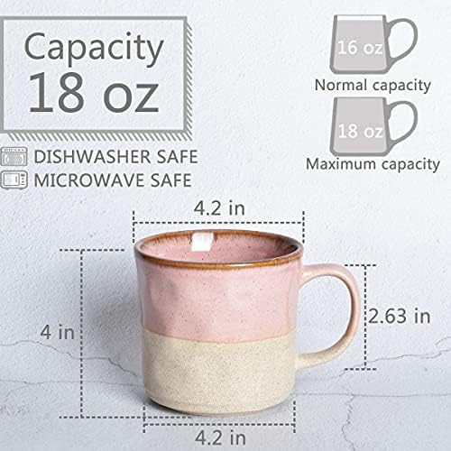 Bosmarlin Large Ceramic Coffee Mug, Pink Big Tea Cup for Office and Home, 18 Oz, Dishwasher and Microwave Safe, 1 PCS (Pink, 1) - Image 2