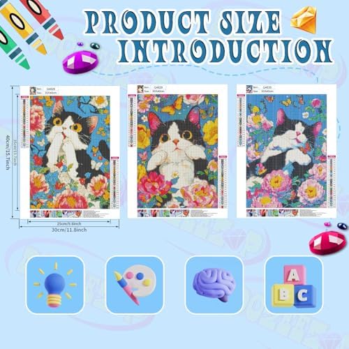 DOZEEZOP 3-Pack Diamond Art Kit for Adults, 5D Diamond Painting 12x16 Inch - Image 2