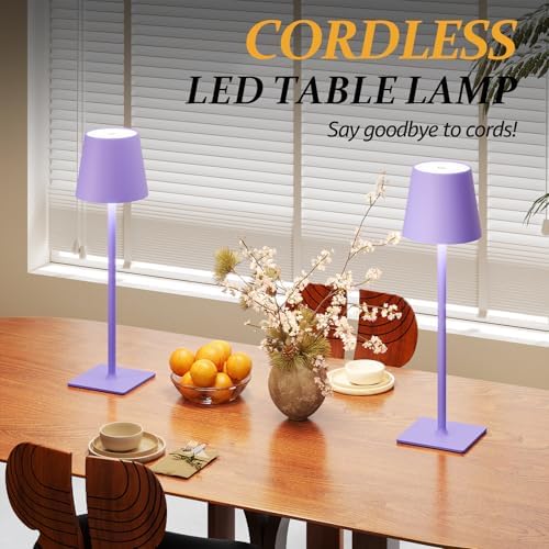 CHLORANTHUS 2 Pack Cordless Table Lamps, 3 Colors Stepless Dimming, 5000mAh Rechargeable Battery LED Desk Lamp for Bedroom/Couple Dinner/Desk/Cafe/Dining Room/Terrace - Image 3