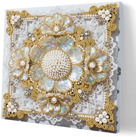 Pearl Art Kits Painting for Adults, DIY Mindfulness Therapy with Framed Canvas and Tools, Beginner Wall Decor-Flower by Artiphile
