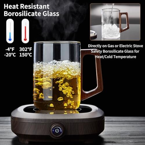 Unbreakable - Glass Tea Cup with Infuser and Lid, 950ML / 32oz Large Borosilicate Tea Mug with Wooden Handle and Lid, Heat Resistant Glass Tea Cup for Loose Leaf Tea, Home Office Use - Image 6