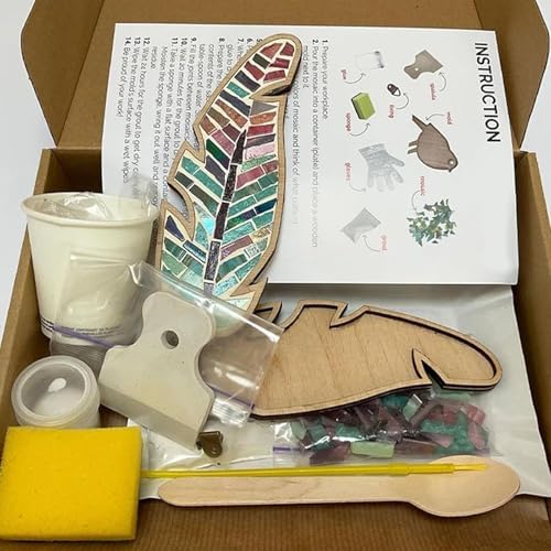 Smowfes Leaf Mosaic Kit, Mixed Color DIY Glass Tile Craft Supplies - Image 5